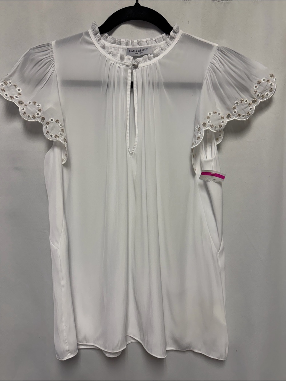 Ramy Brook Hermine White Eyelet Flutter Sleeve Keyhole Blouse Size S NWT